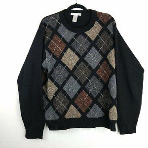Geoffrey Beene XL Argyle 100% Lambswool Sweater